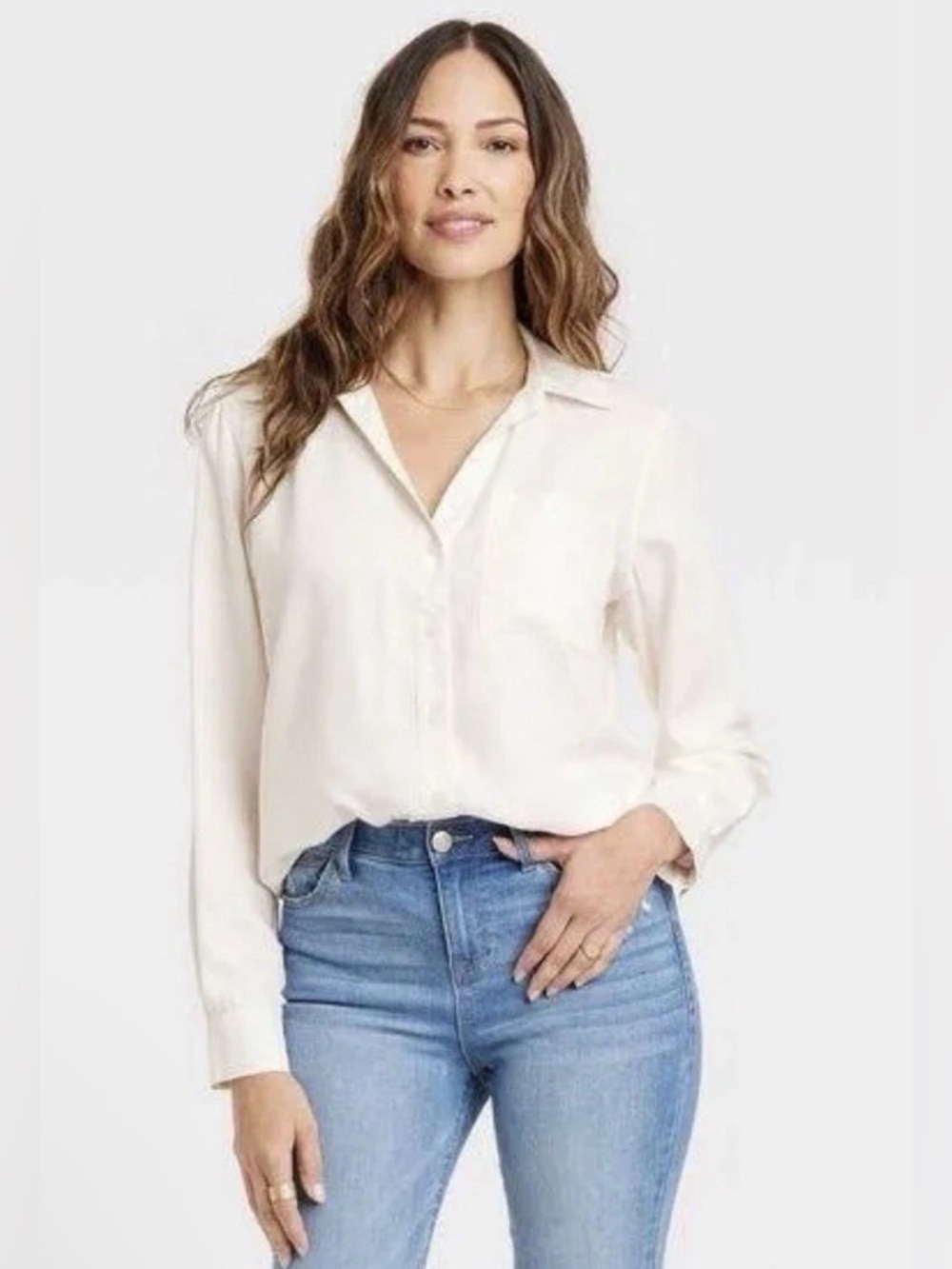 Knox Rose Cream Button down Shirt High Low size XXL